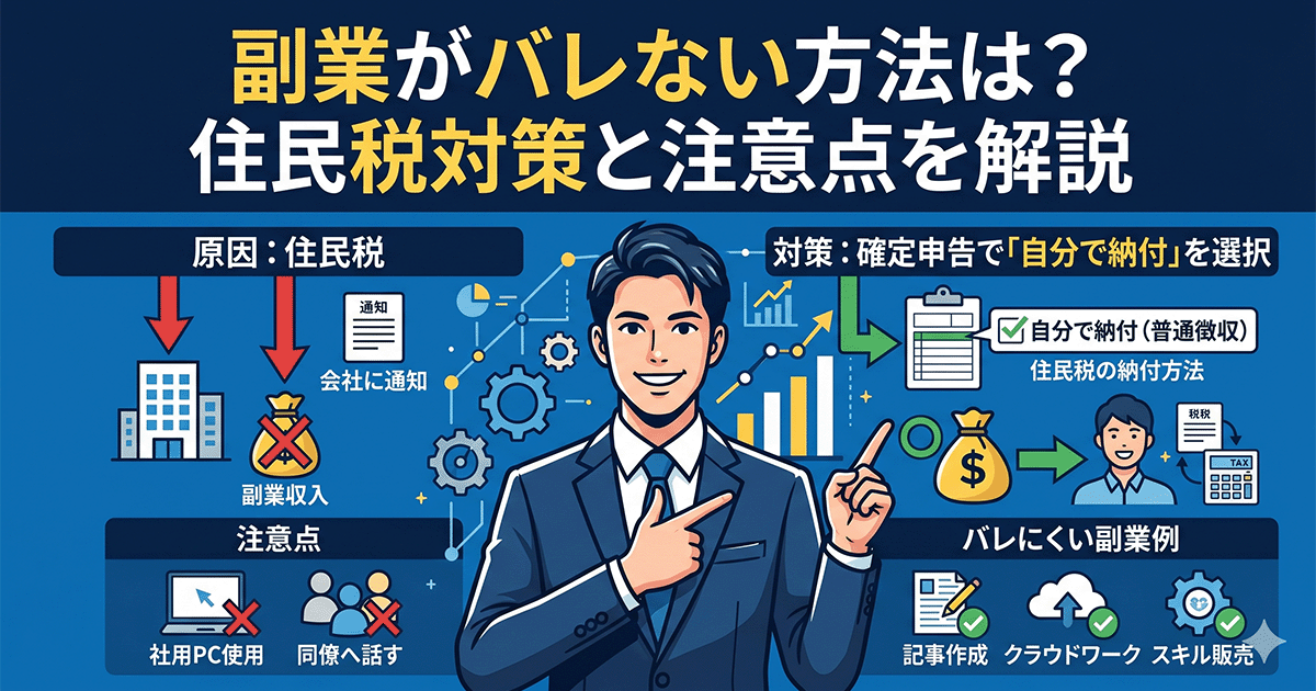 副業がバレない方法は？住民税対策と注意点を解説