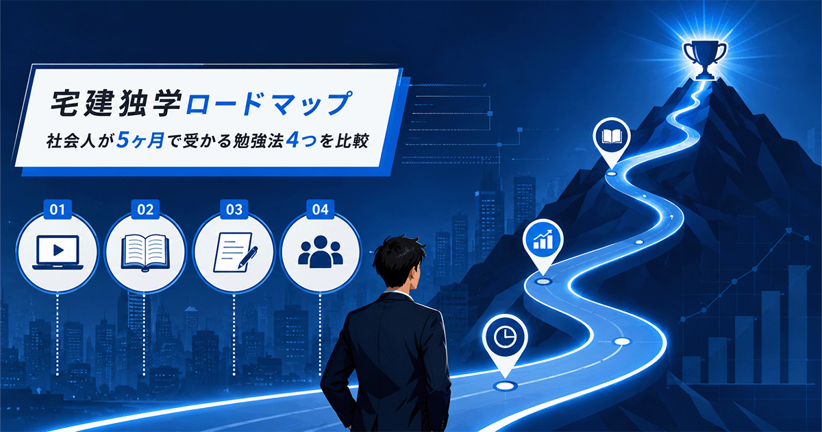 宅建独学の勉強法4種類を社会人視点で比較した5ヶ月ロードマップの図解